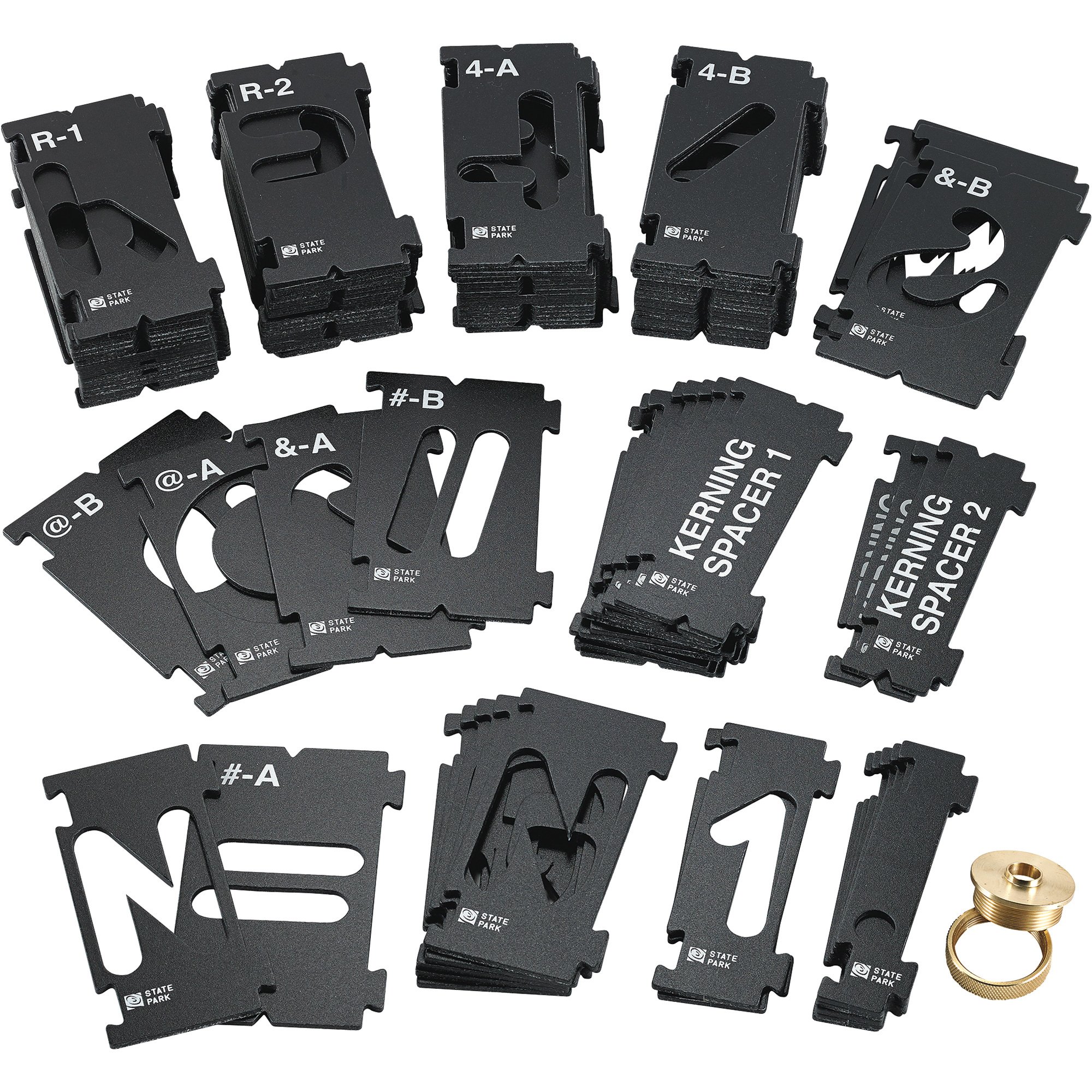 Rockler Interlock Signmaker's Templates — State Park Font Kit, 3-3/8in. Letters, 99-Piece, Model# 43820